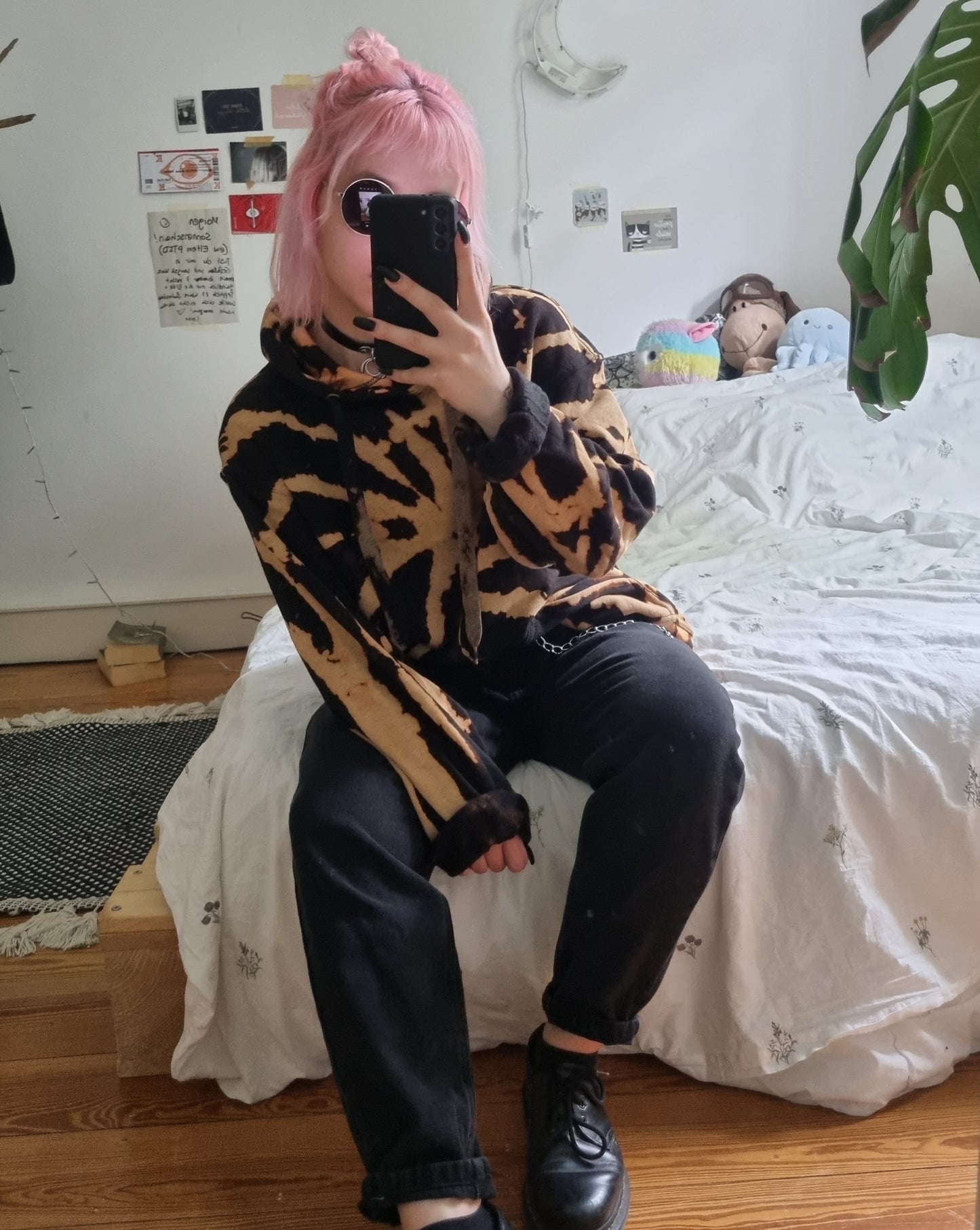 Hand Designed Bleach Spiral Tie-Dye Hoodie