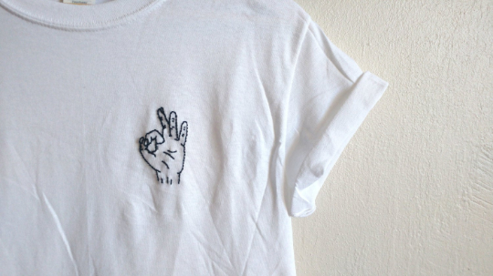Hand Embroidered Ok Hand Shirt - Spacy Shirts