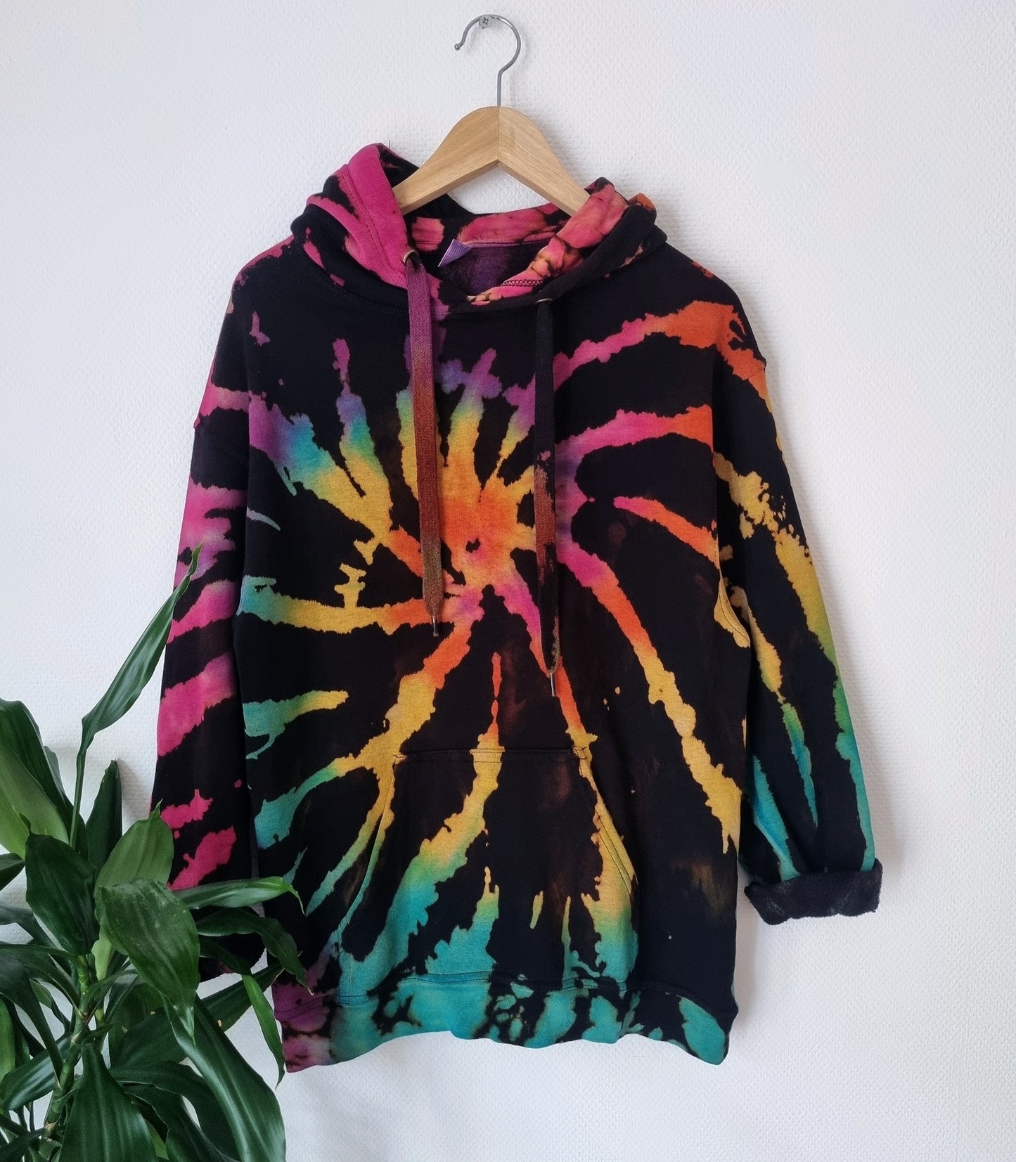Hand Designed Reverse Rainbow Tie-Dye Hoodie