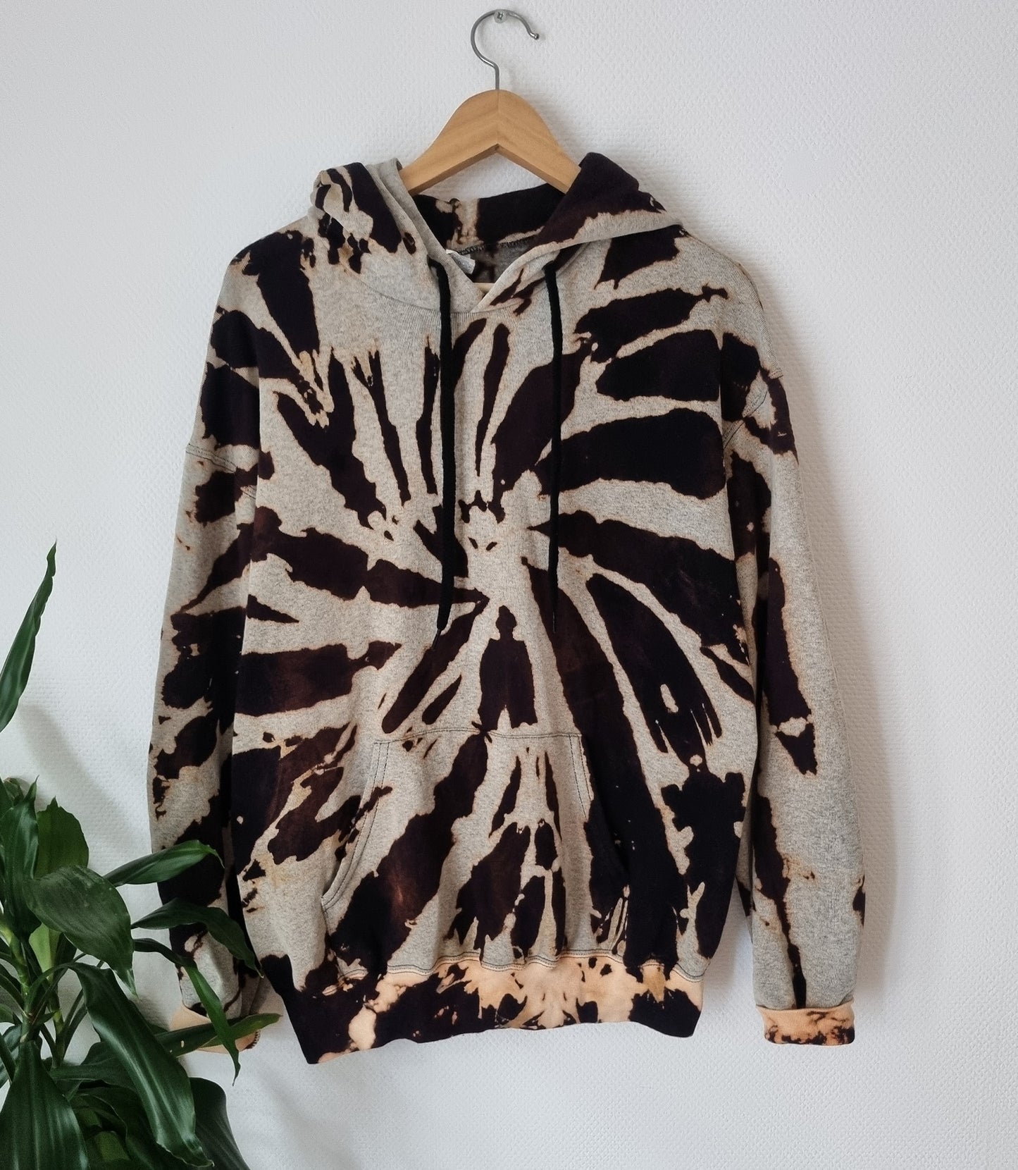 Hand Designed Reverse Black and Gray Tie-Dye Hoodie