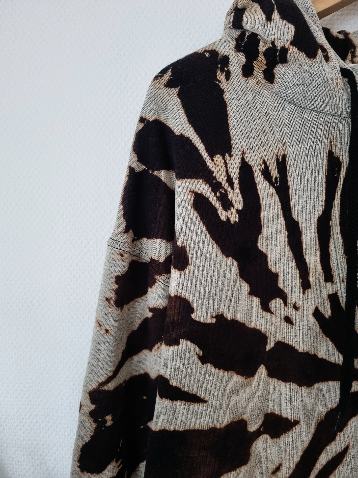 Hand Designed Reverse Black and Gray Tie-Dye Hoodie