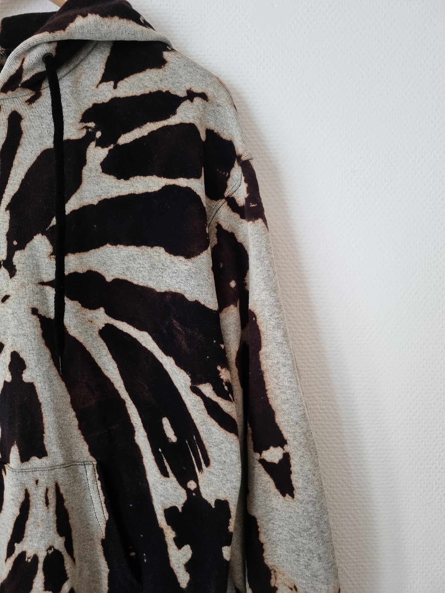 Hand Designed Reverse Black and Gray Tie-Dye Hoodie