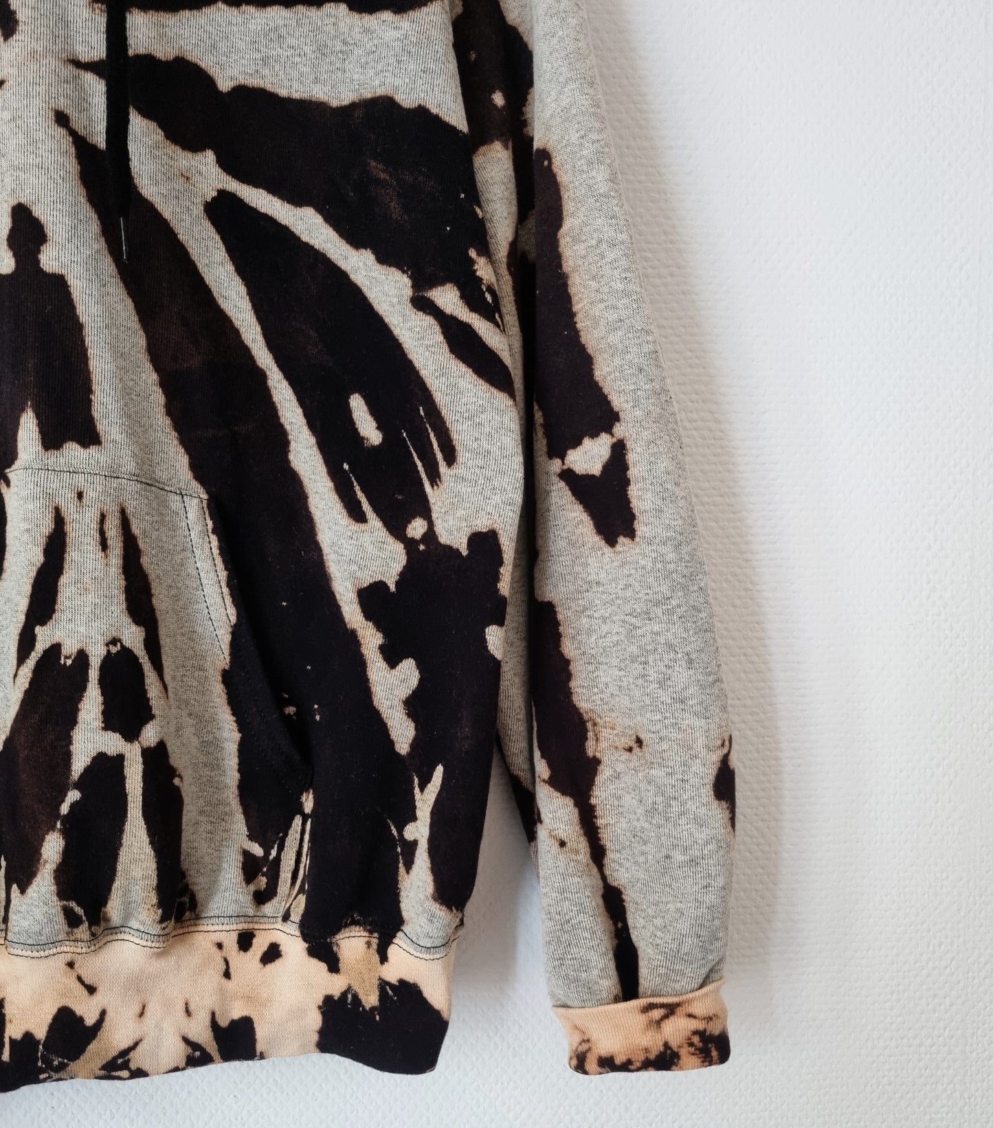 Hand Designed Reverse Black and Gray Tie-Dye Hoodie