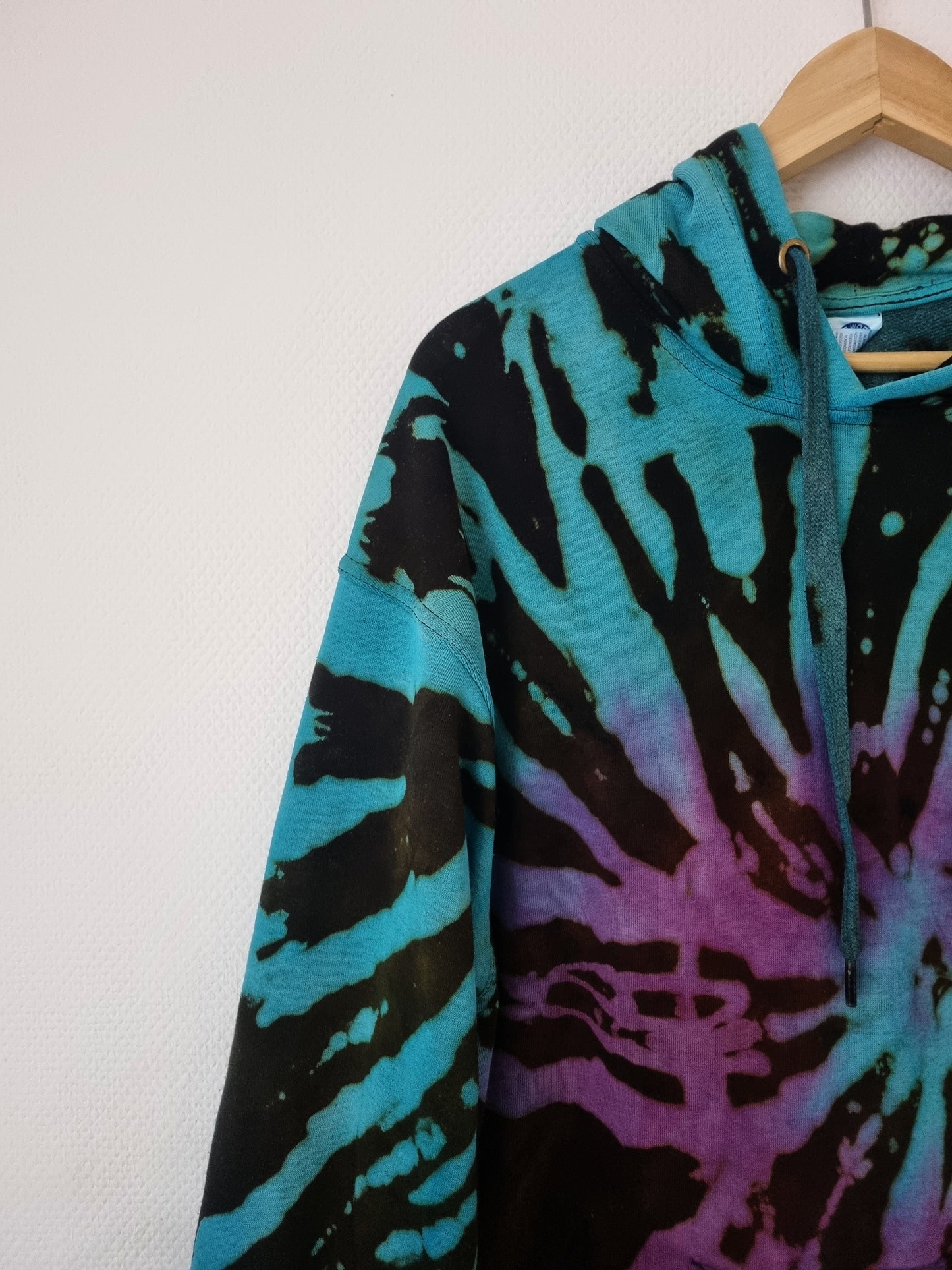 Hand Designed Reverse Blue Purple Tie-Dye Hoodie