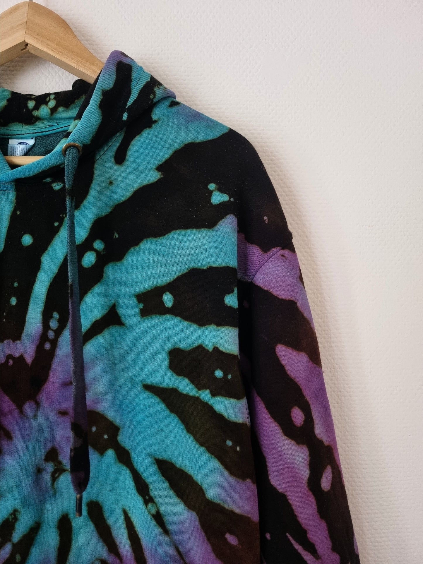 Hand Designed Reverse Blue Purple Tie-Dye Hoodie