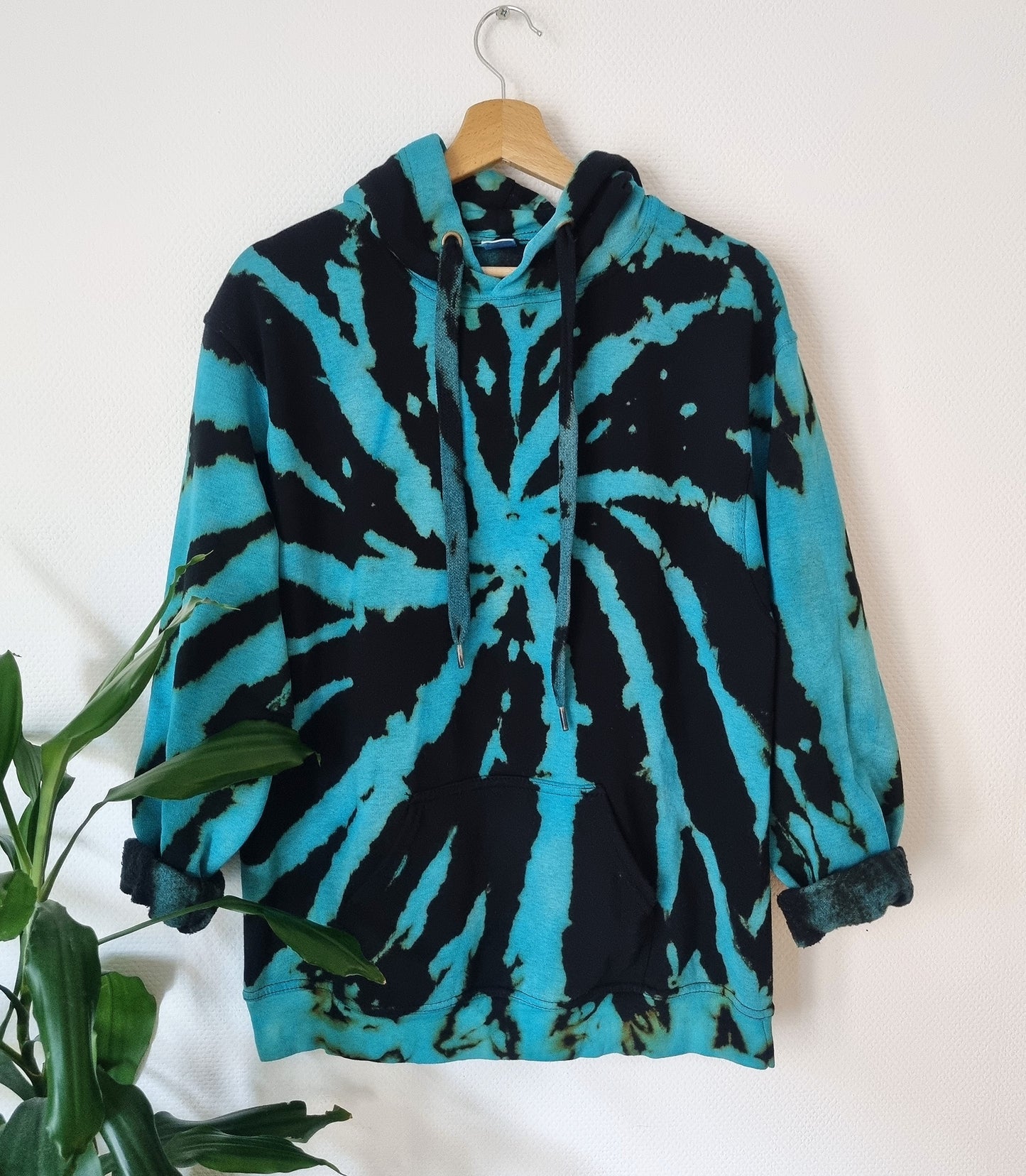 Hand Designed Aqua Blue Tie-Dye Hoodie