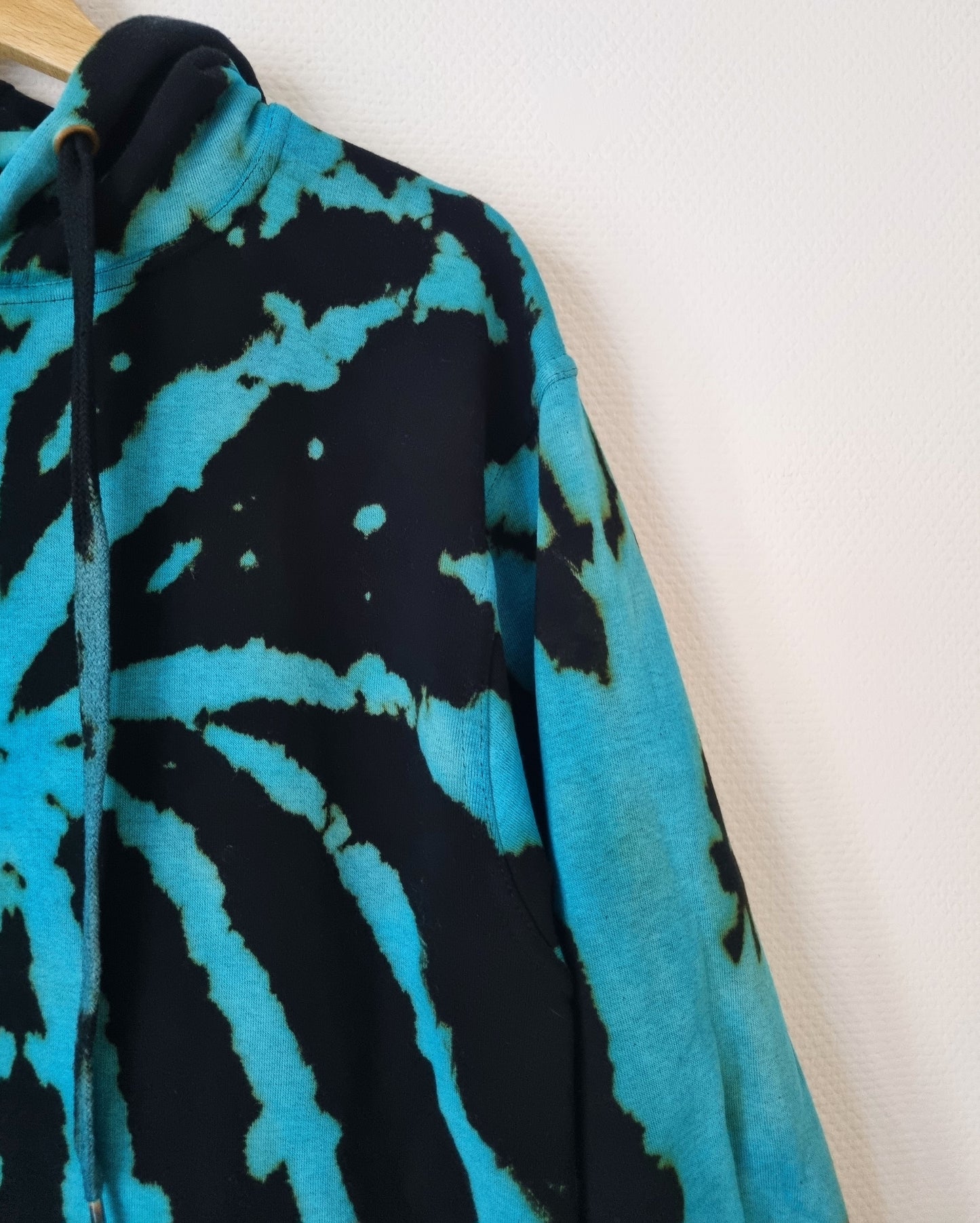 Hand Designed Aqua Blue Tie-Dye Hoodie