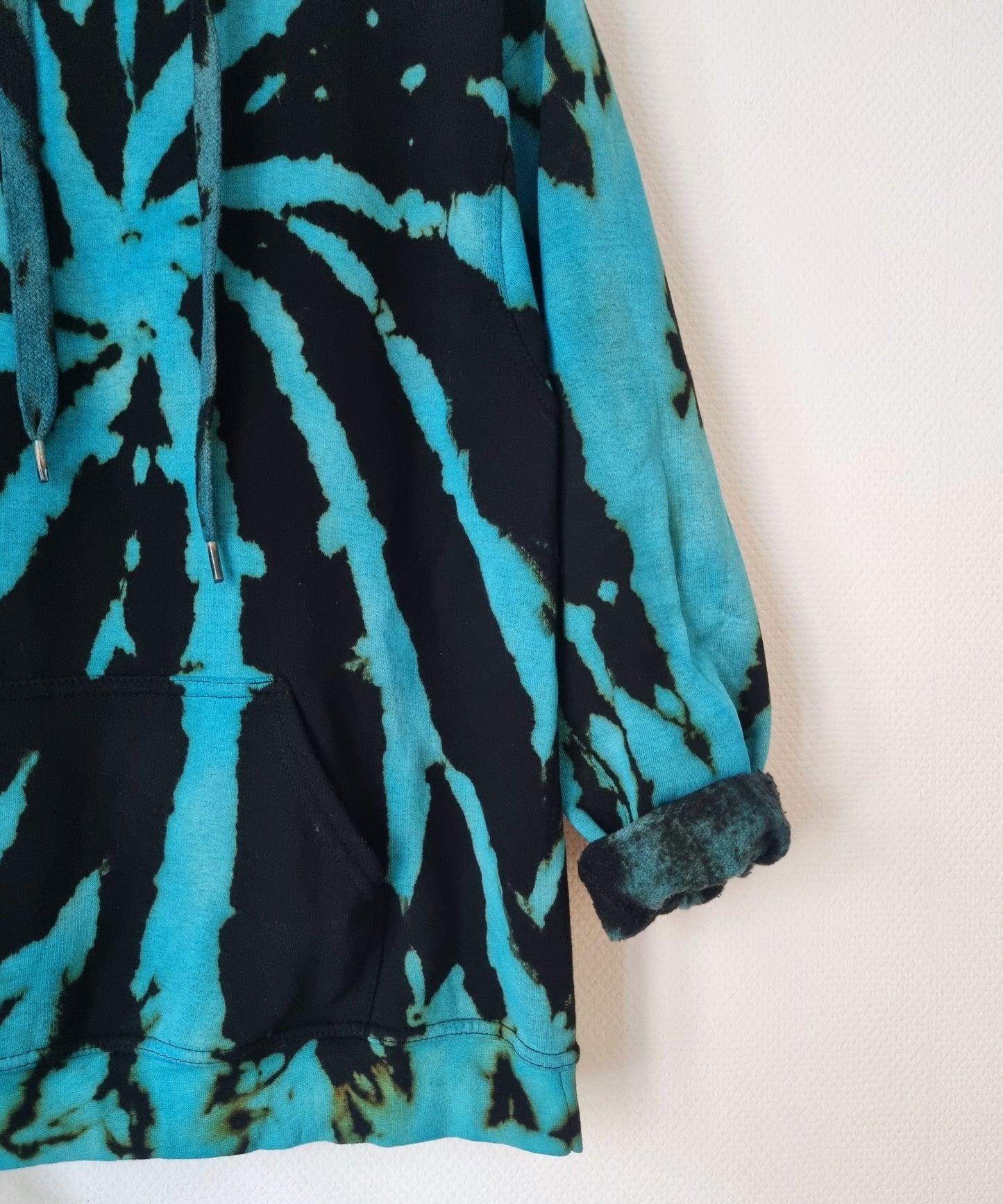 Hand Designed Aqua Blue Tie-Dye Hoodie