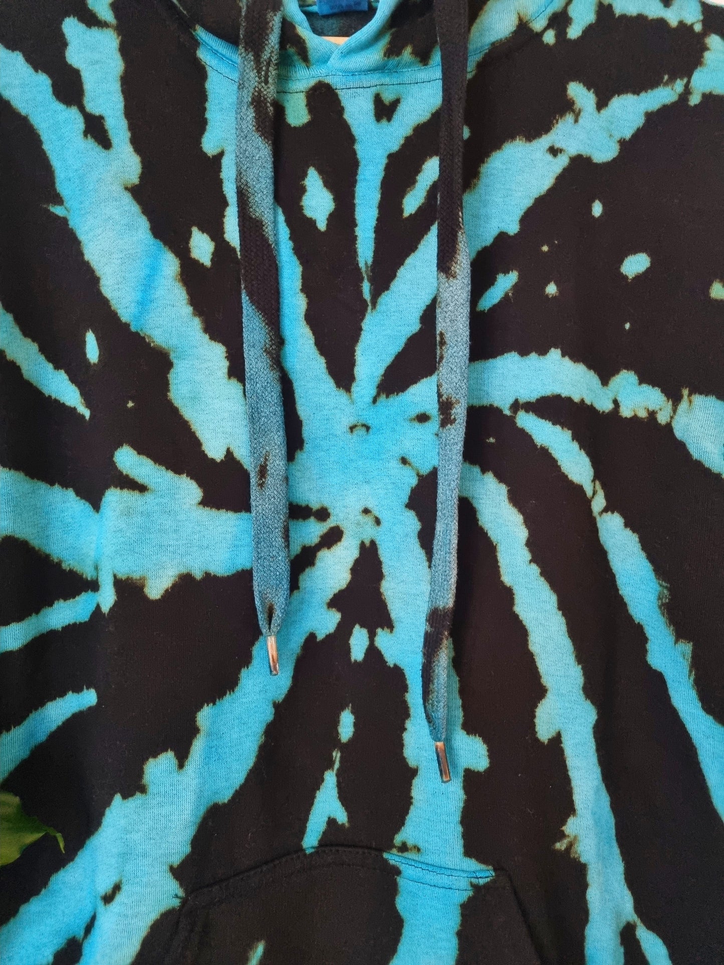 Hand Designed Aqua Blue Tie-Dye Hoodie
