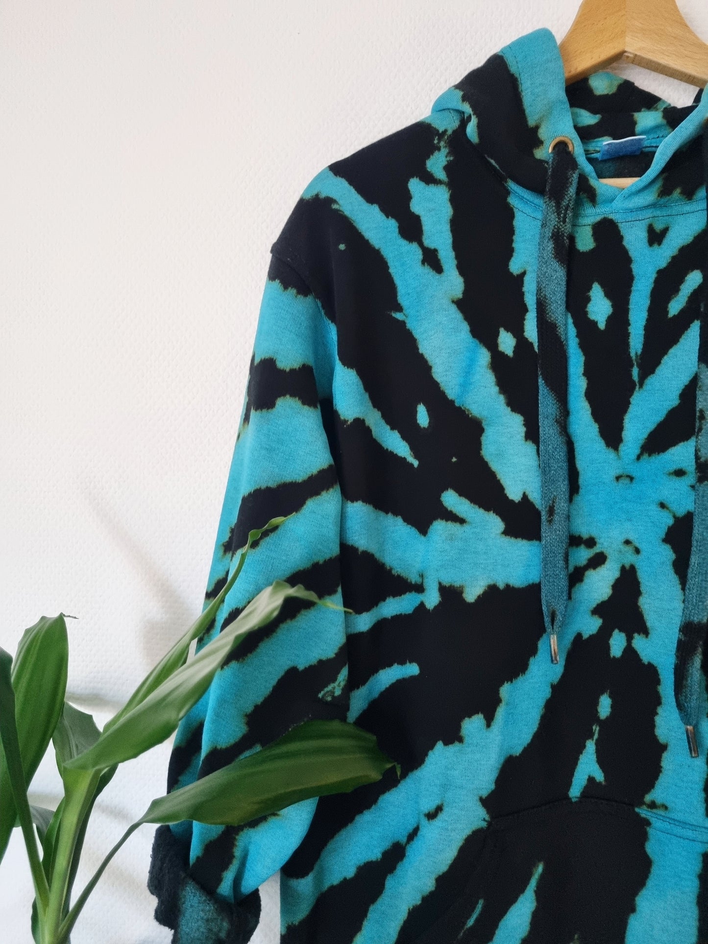 Hand Designed Aqua Blue Tie-Dye Hoodie