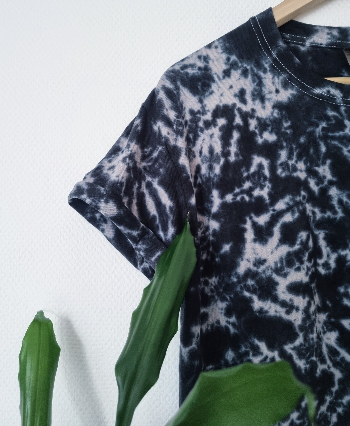 Hand Designed Loose Dark Gray Galaxy Tie-Dye Crop Top