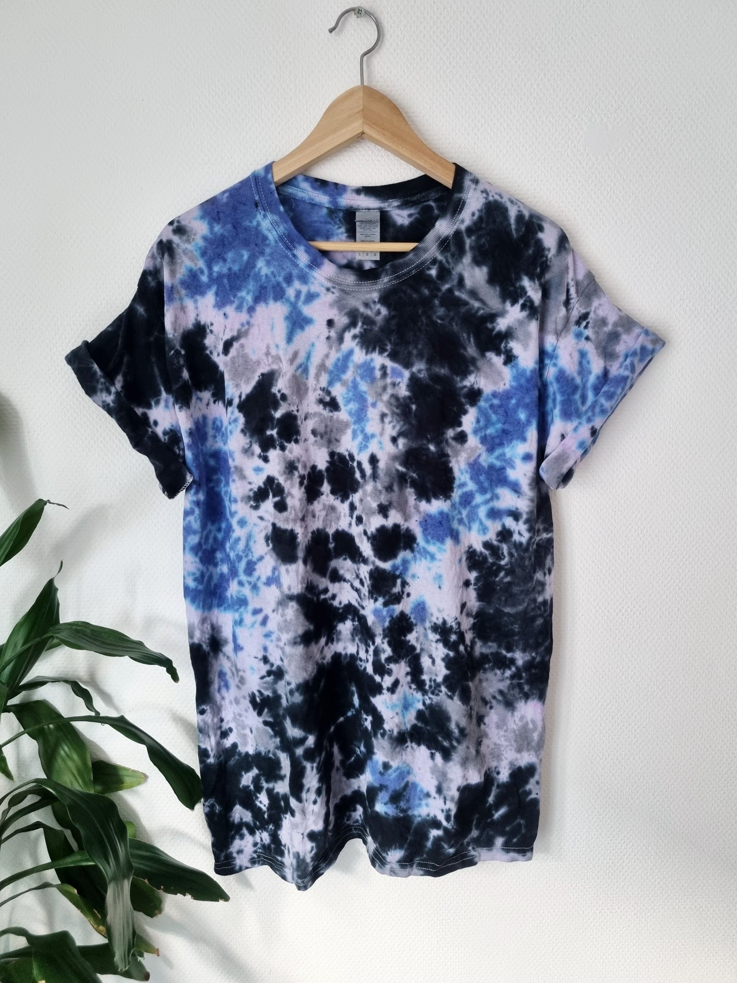 Hand Designed Dark Blue Gray Galaxy Tie-Dye Shirt