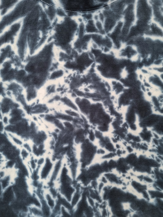 Hand Designed Fitted Dark Gray Galaxy Tie-Dye Crop Top