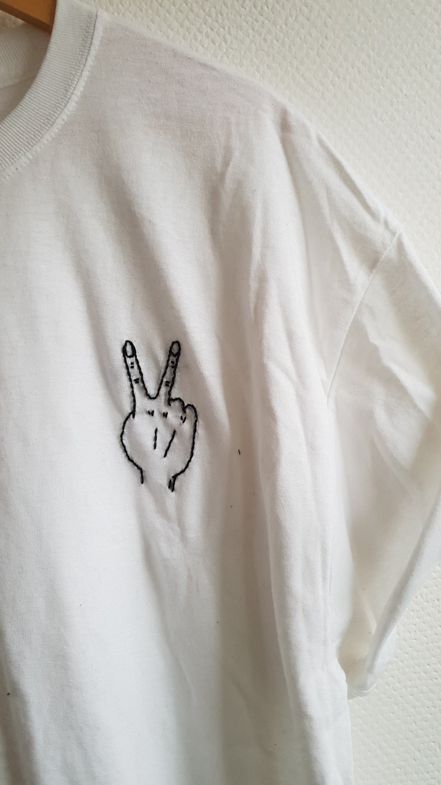 Hand Embroidered Peace Hand Shirt -  Spacy Shirts
