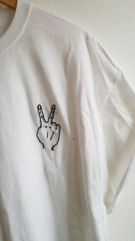 Hand Embroidered Peace Hand Shirt - Spacy Shirts