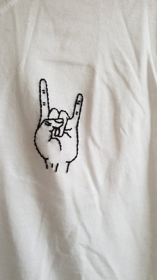 Hand Embroidered Metal Hand Shirt -  Spacy Shirts
