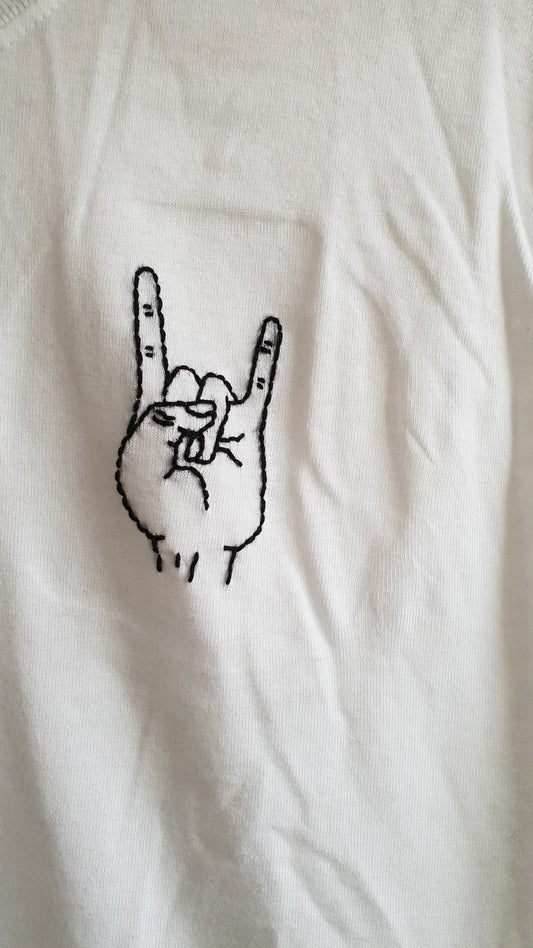 Hand Embroidered Metal Hand Shirt - Spacy Shirts