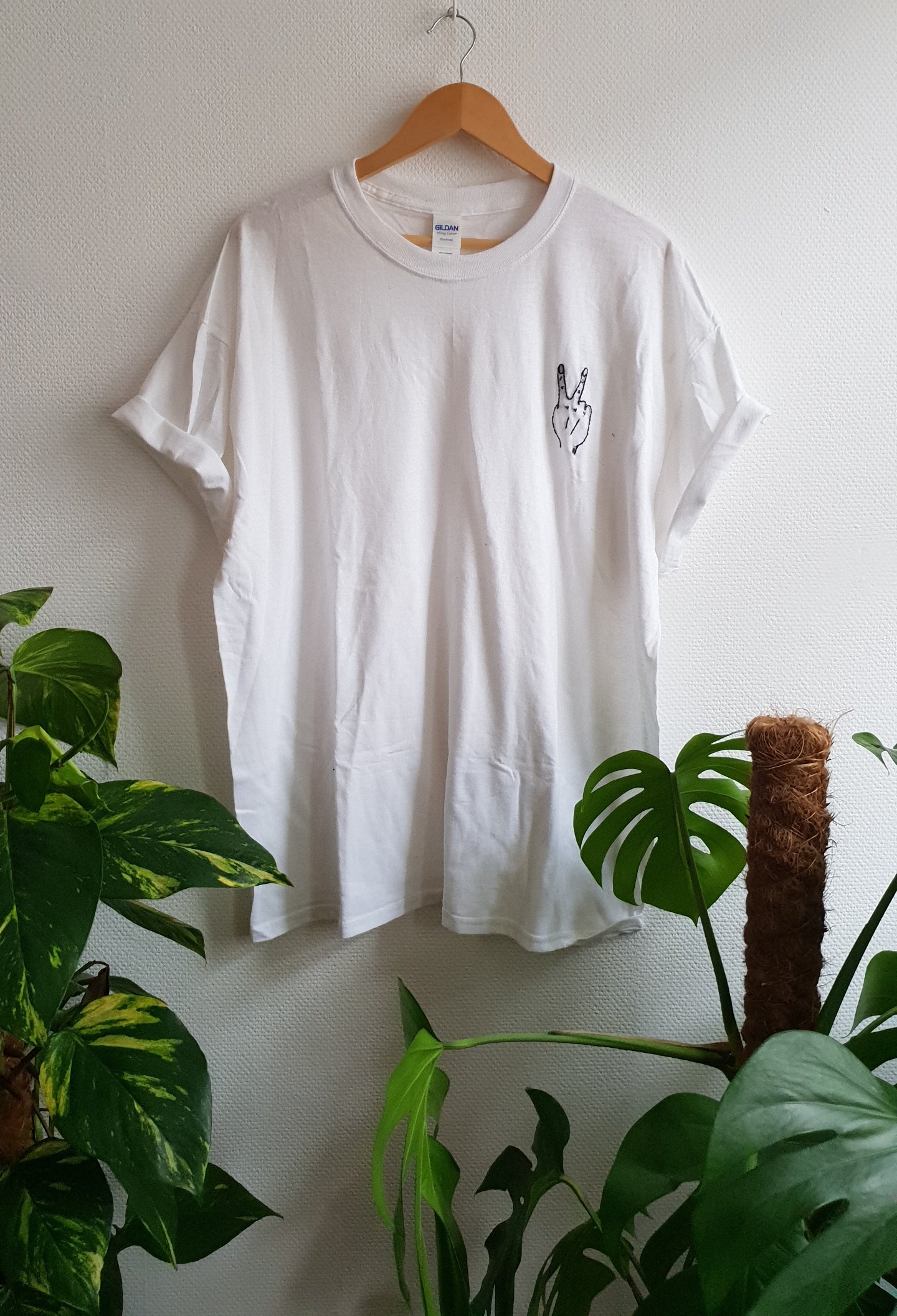 Hand Embroidered Peace Hand Shirt -  Spacy Shirts
