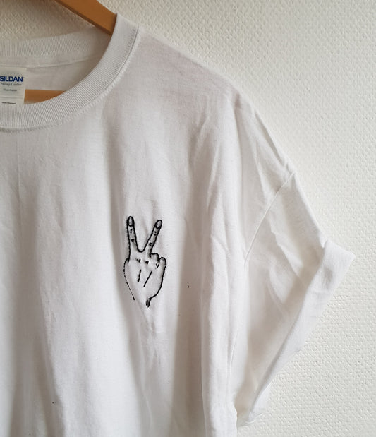 Hand Embroidered Peace Hand Shirt - Spacy Shirts