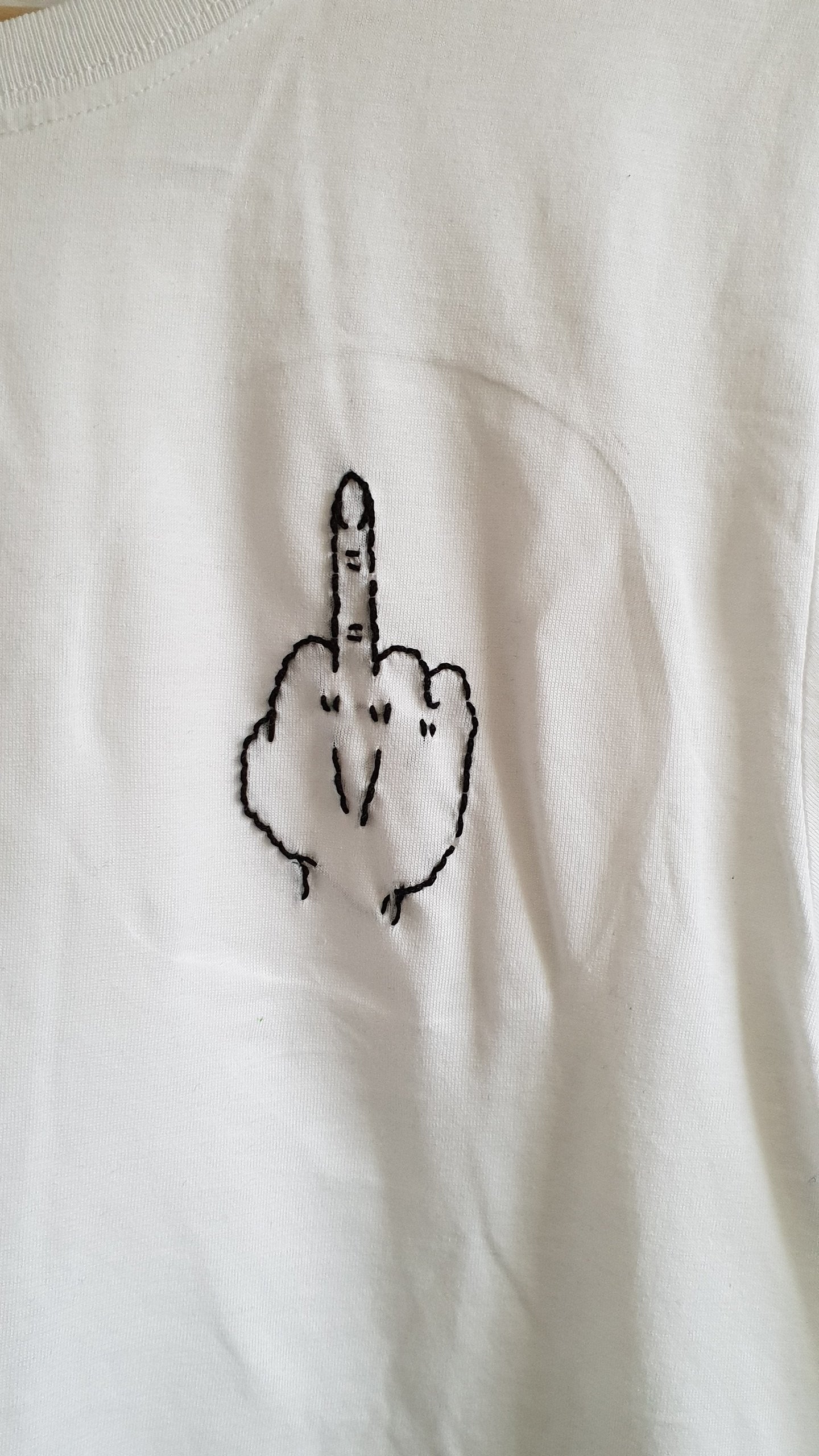 Hand Embroidered Middle Finger Shirt -  Spacy Shirts