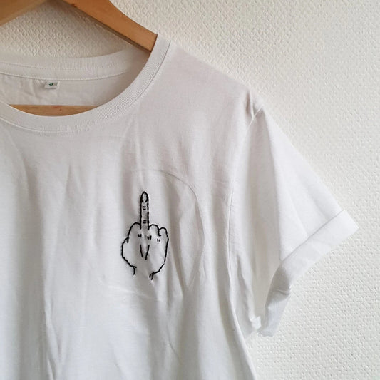 Hand Embroidered Middle Finger Shirt - Spacy Shirts