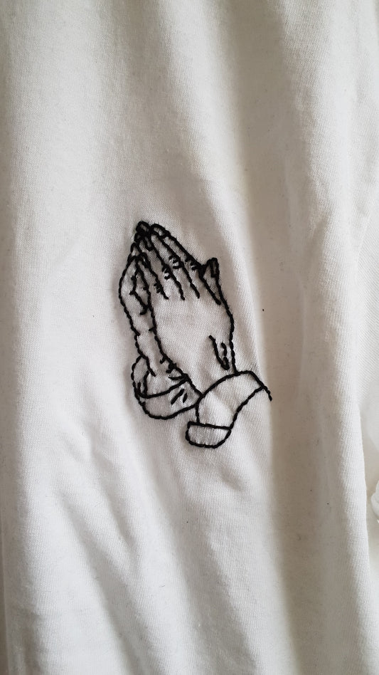 Hand Embroidered Praying Hands Shirt - Spacy Shirts