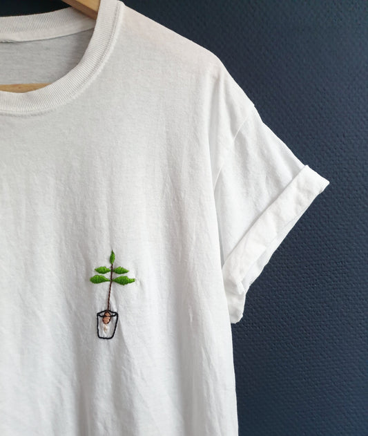 Hand Embroidered Avocado Plant Shirt - Spacy Shirts