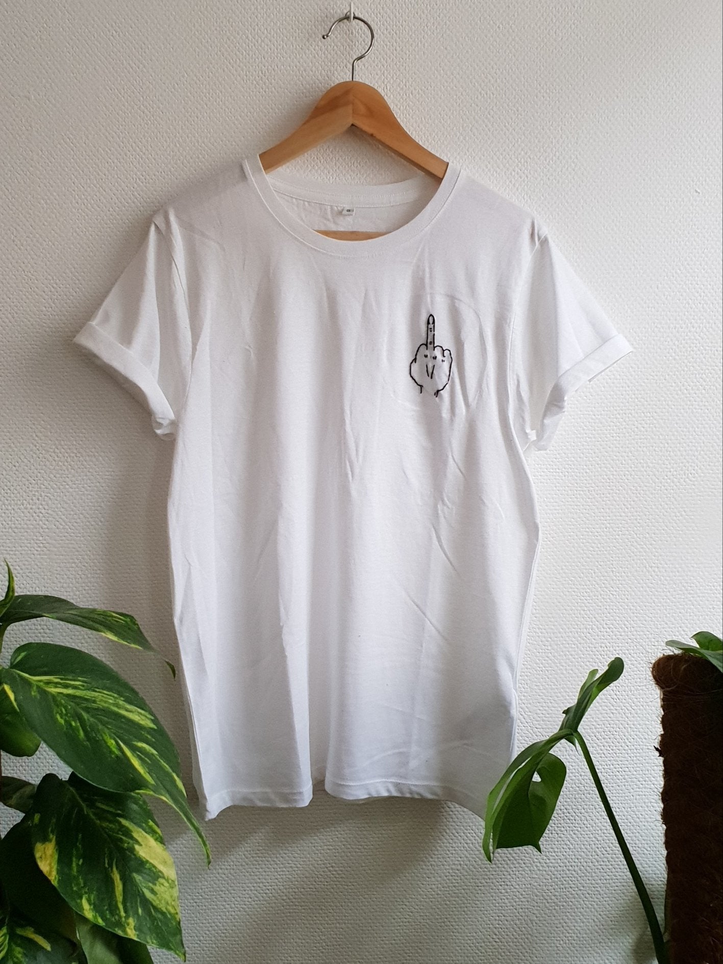 Hand Embroidered Middle Finger Shirt -  Spacy Shirts