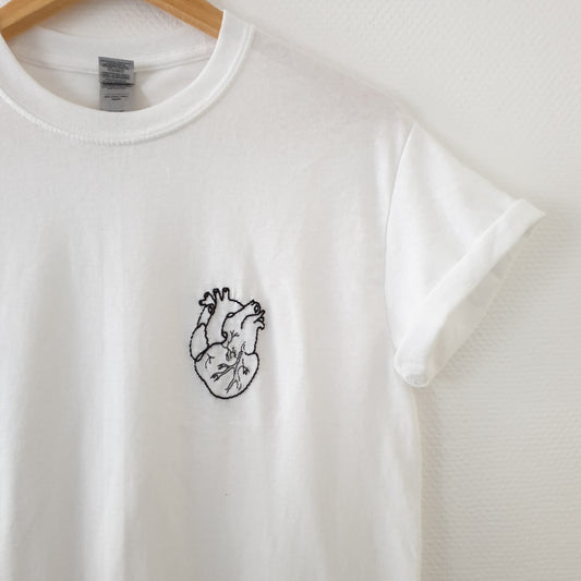 Hand Embroidered Anatomic Heart Shirt