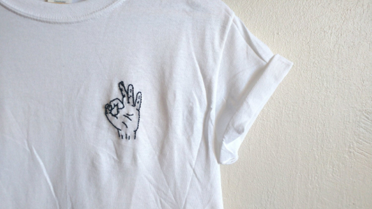 Hand Embroidered Ok Hand Shirt - Spacy Shirts