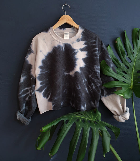 Dark Gray Tie-Dye Crop Sweatshirt - Spacy Shirts