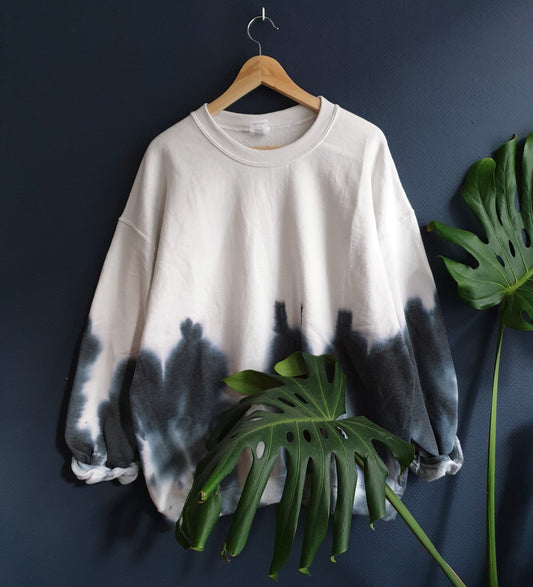 Hand Designed Abstract Gray Tie-Dye Sweatshirt