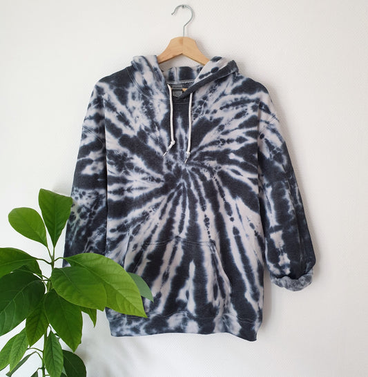 Hand Designed Dark Gray Spiral Tie-Dye Hoodie