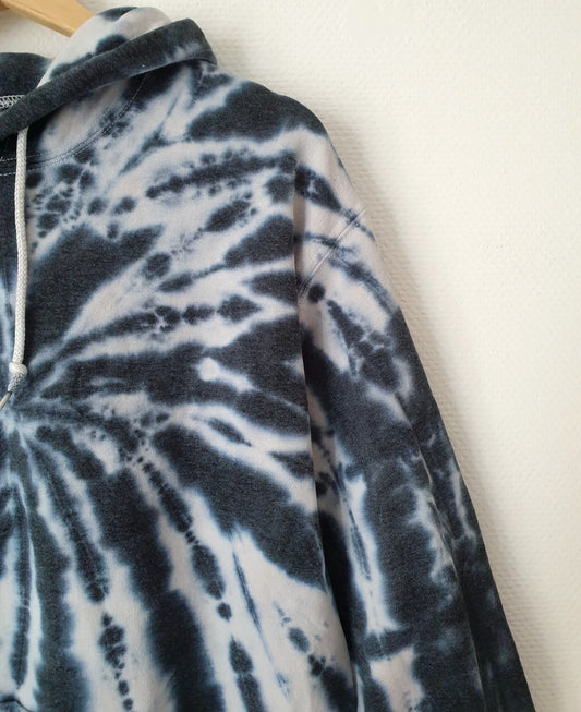 Hand Designed Dark Gray Spiral Tie-Dye Hoodie