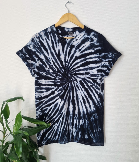 Hand Designed Black Spiral Tie-Dye Shirt