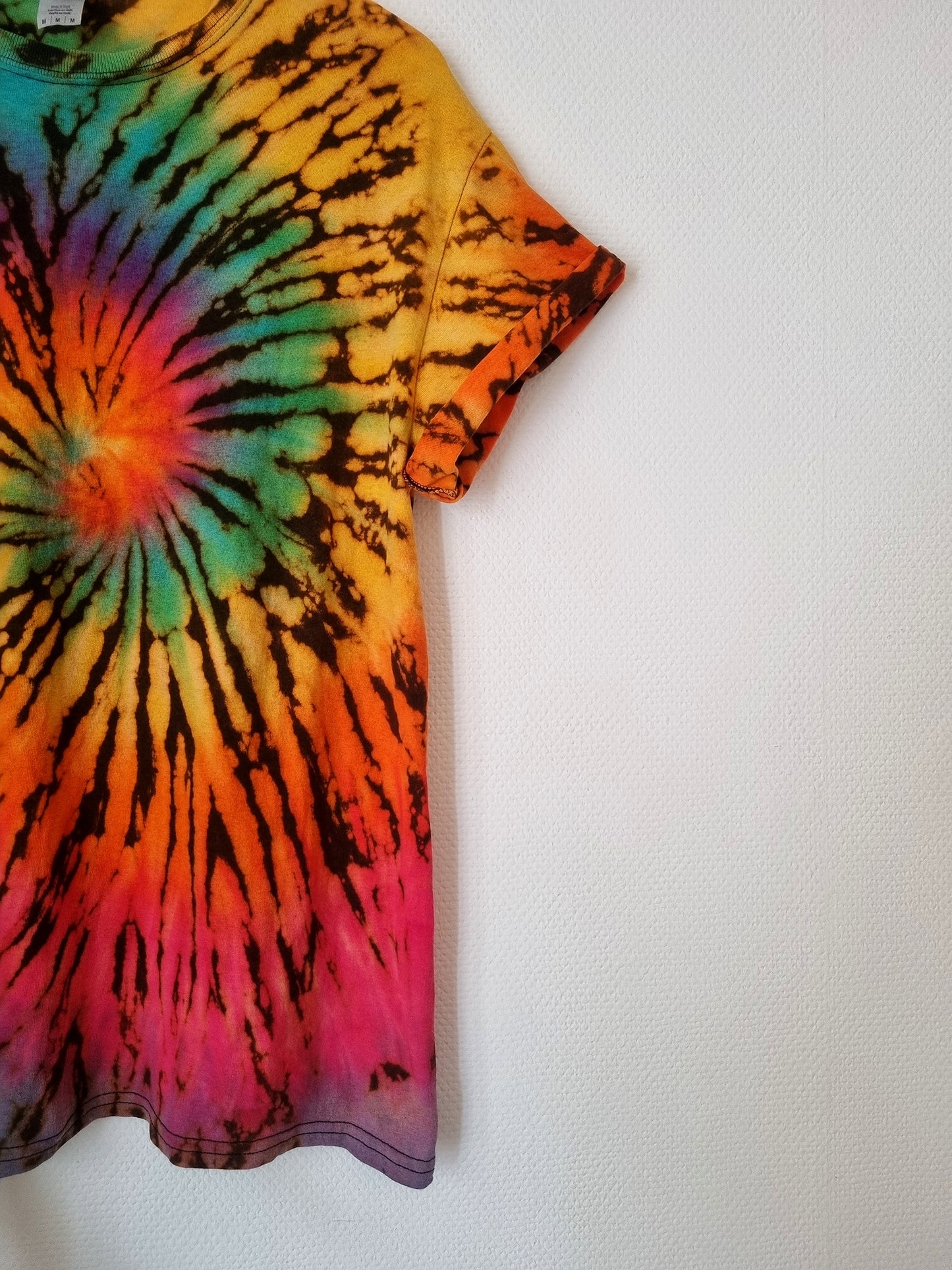 Hand Designed Bright Reverse Tie-Dye Rainbow Shirt