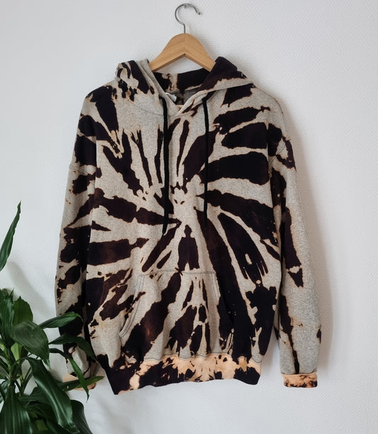 Hand Designed Reverse Black and Gray Tie-Dye Hoodie