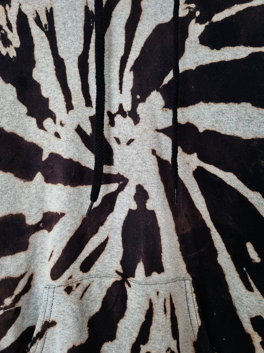 Hand Designed Reverse Black and Gray Tie-Dye Hoodie