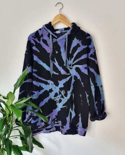 Hand Designed Reverse Ocean Blue Tie-Dye Hoodie
