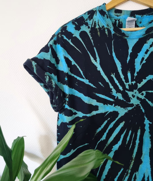 Hand Designed Aqua Blue Tie-Dye Shirt