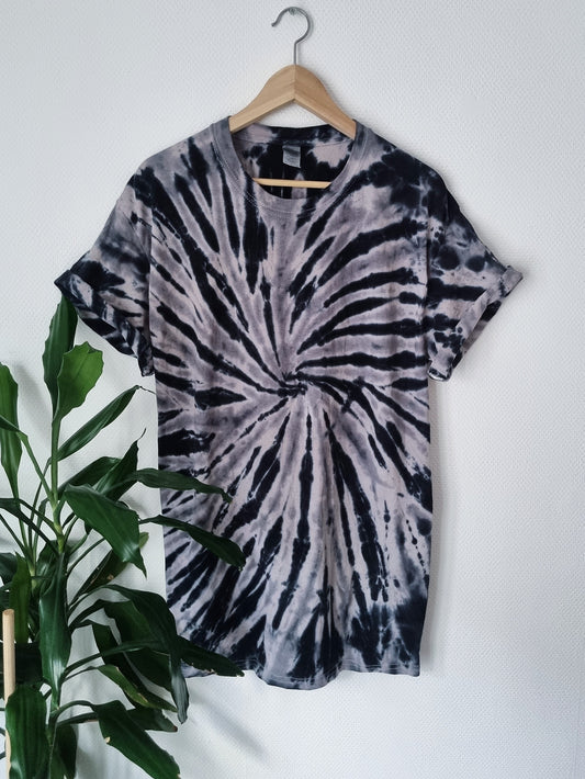 Hand Designed Black Gray Swirl Tie-Dye Shirt