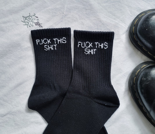 Hand Embroidered Text Socks