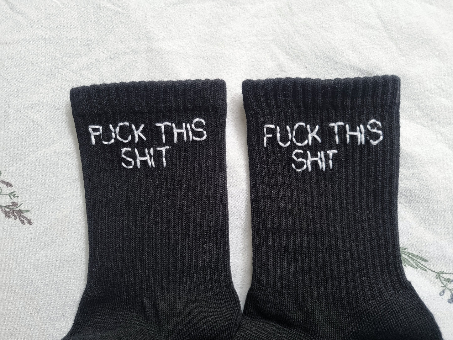 Hand Embroidered Text Socks