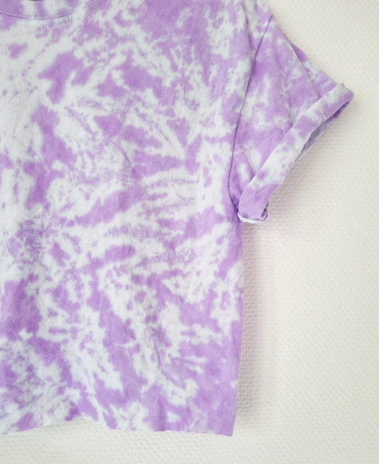 Hand Designed Pastel Purple Galaxy Tie-Dye Crop Top