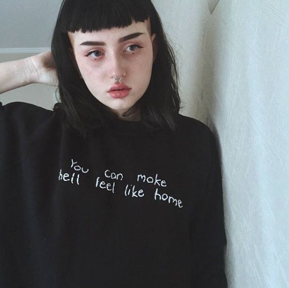 Hand Embroidered Hell Home Sweater -  Spacy Shirts
